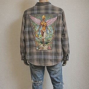 Nirvana In Utero Patch + Ezekiel Pastel Tartan Plaid Skate Shirt